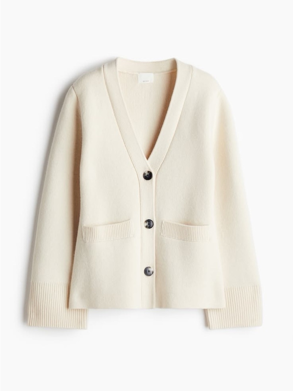 H&M Cream V-Neck Button-Front Wool Cardigan
